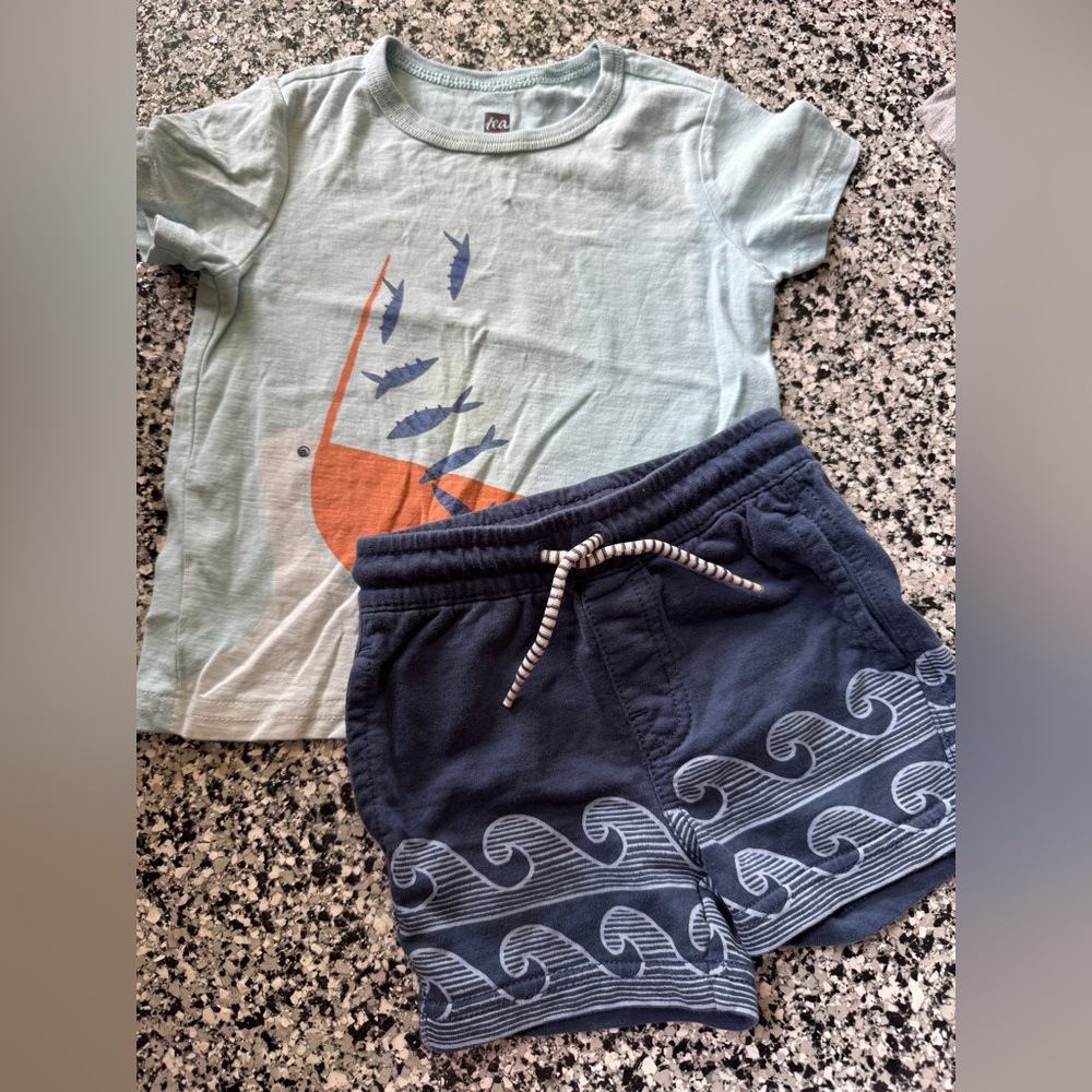 Tea Collection Sea Graphic Tee and Wave Shorts